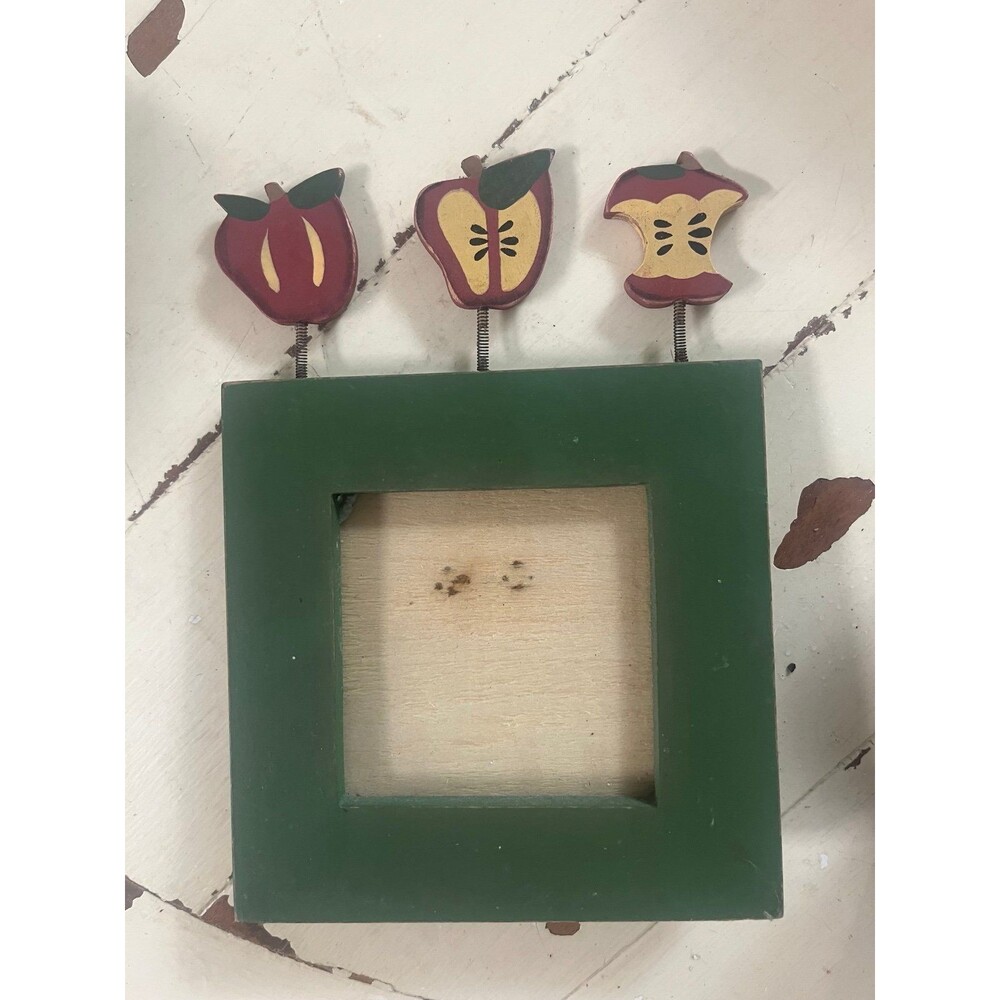 Vintage Wooden Country Frame with Apple Accents